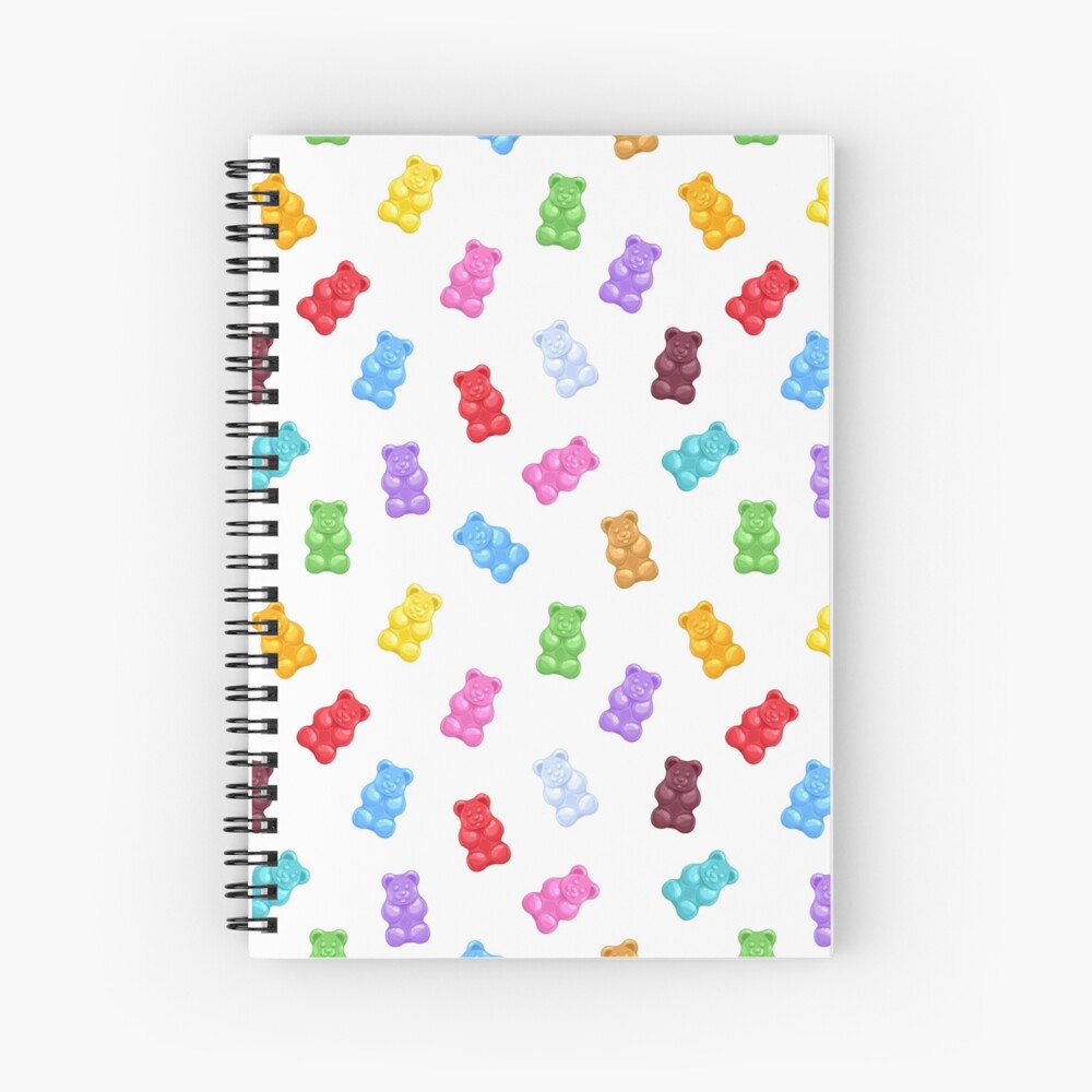 "Seamless colorful gummy bears candies background." Spiral Notebook for