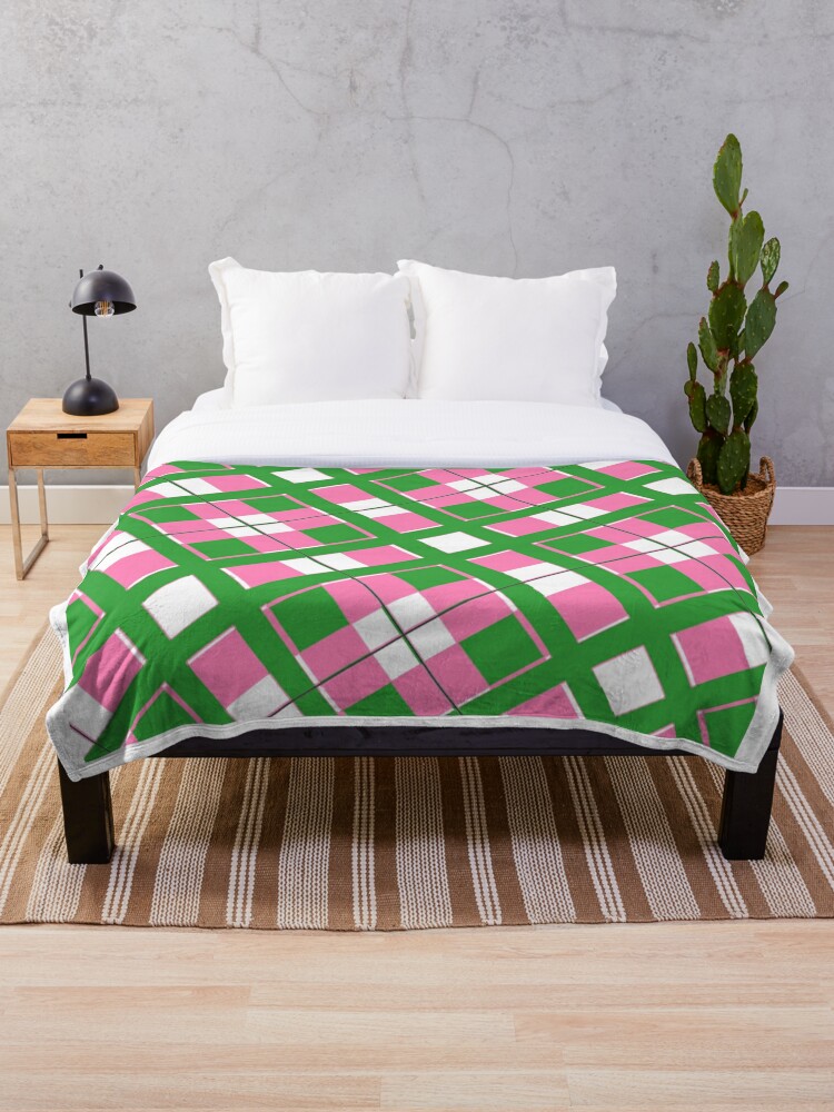 Pink and Green Plaid aka Tartan Throw Blanket for Sale by