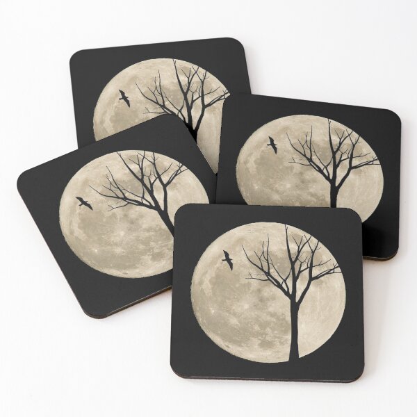 Item preview, bird and tree with big moon designed and sold by berwies.