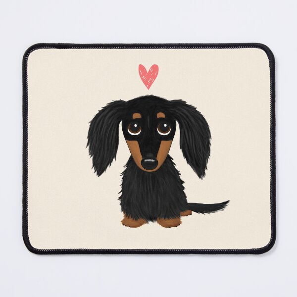 Item preview, Black and Tan Longhaired Dachshund Cartoon Dog with Heart designed and sold by Jenn Inashvili.