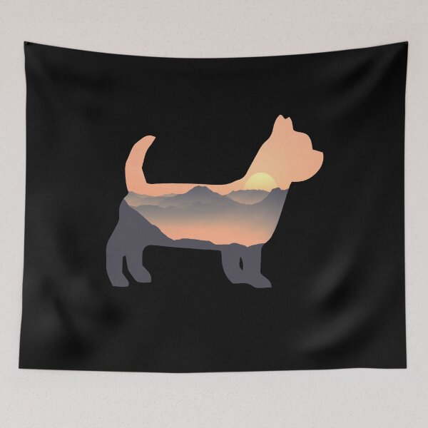 Item preview, Yorkshire Terrier Dog Silhouette Sun Mountain Gift designed and sold by alaechamlal.