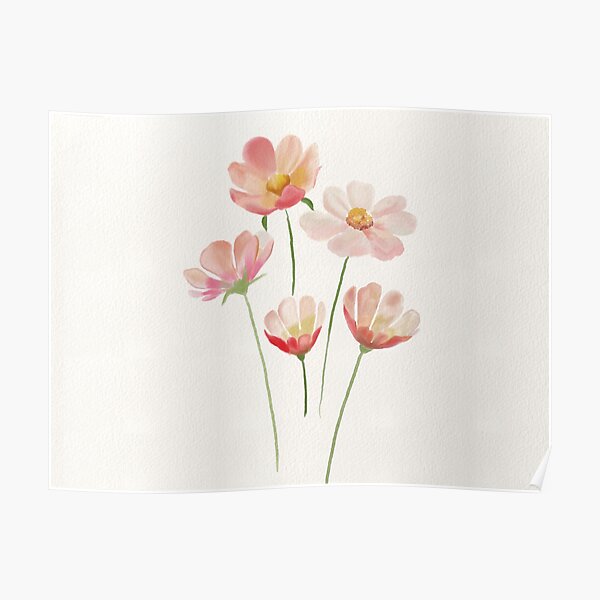 Simple Watercolor Flowers Poster