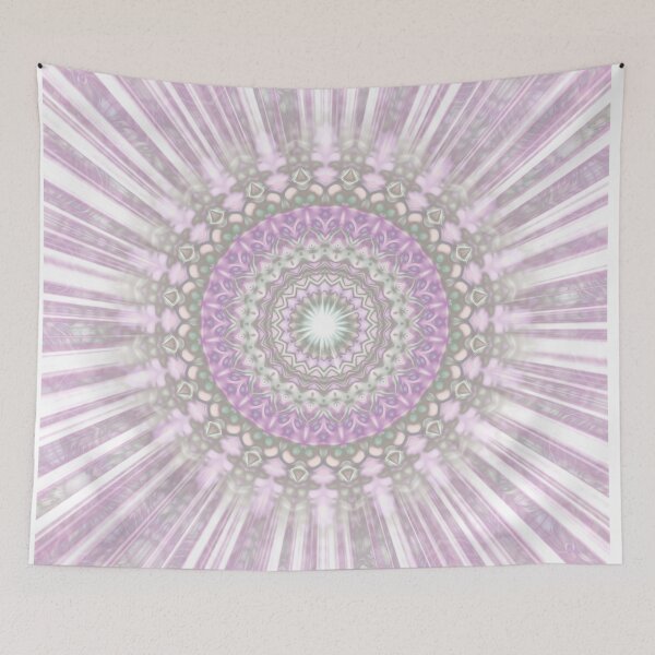 Item preview, Magic Ripples Mandala Rays Watercolor Pink Green designed and sold by EDDArt.