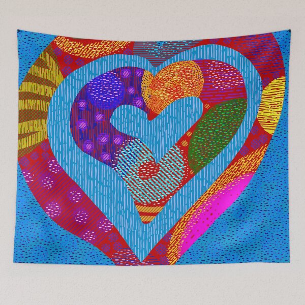 Item preview, Hearts within hearts in blue designed and sold by Leanne Morin.