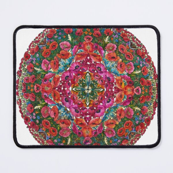 Poppies and Cornflowers: White Background Mouse Pad