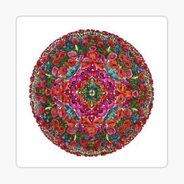 Poppies and Cornflowers: White Background Sticker