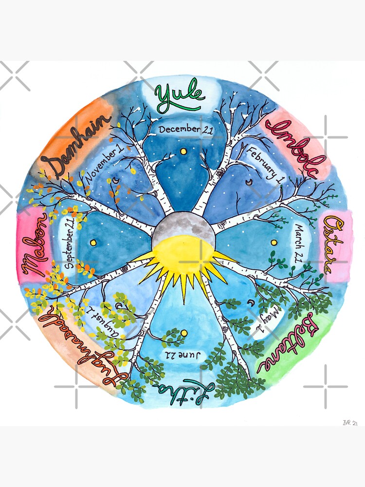 Thumbnail 3 of 3, Sticker, Celtic Wheel of the Year designed and sold by Mperschnick.