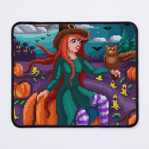 Item preview, Pixelated Witch Girl, Her Owl and Pumpkin Farm designed and sold by HopeDetour.
