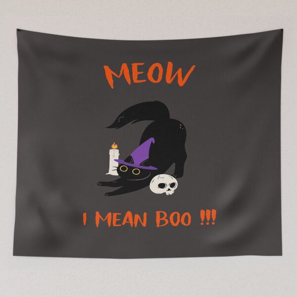 Item preview, Meow I Mean Boo Cat Wearing A Witch Hat With Skull Halloween Gift designed and sold by LMcDs.