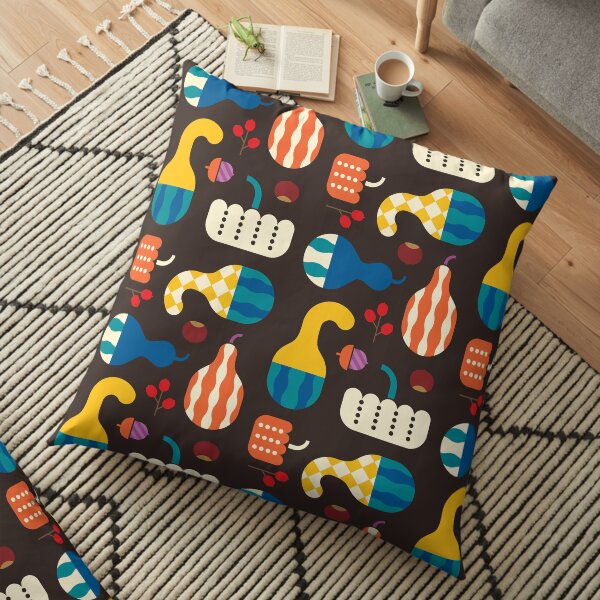 Autumn Gourds Brown Floor Pillow