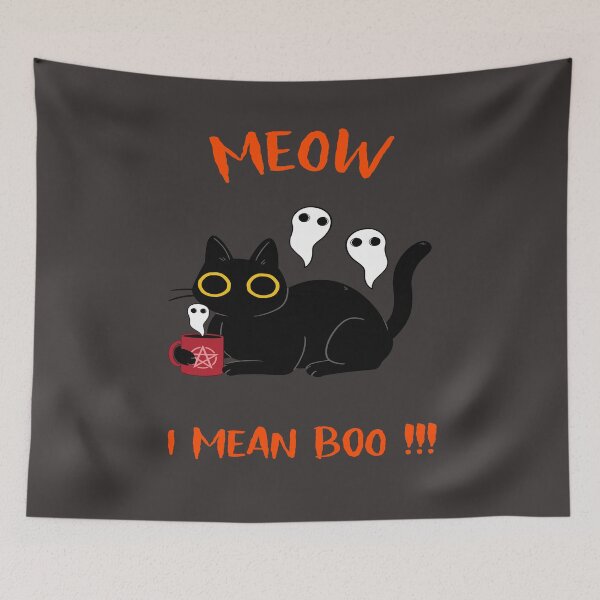 Item preview, Meow I Mean Boo Cat With Coffee Halloween designed and sold by LMcDs.