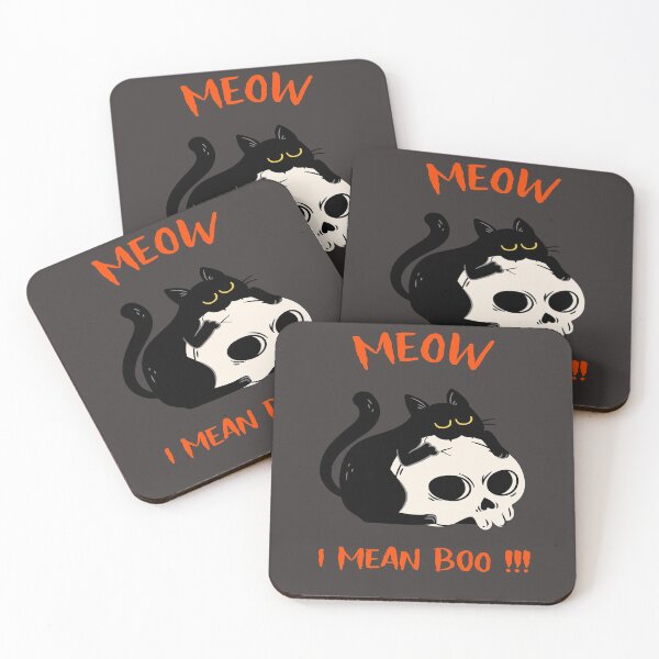 Item preview, Meow I Mean Boo Cute Funny Witches Cat Biting A Skull Halloween  designed and sold by LMcDs.