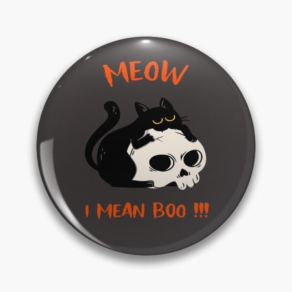 Item preview, Meow I Mean Boo Cute Funny Witches Cat Biting A Skull Halloween  designed and sold by LMcDs.