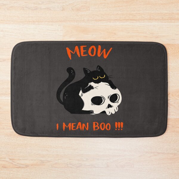 Item preview, Meow I Mean Boo Cute Funny Witches Cat Biting A Skull Halloween  designed and sold by LMcDs.
