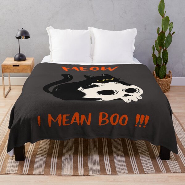 Item preview, Meow I Mean Boo Cute Funny Witches Cat Biting A Skull Halloween designed and sold by LMcDs.