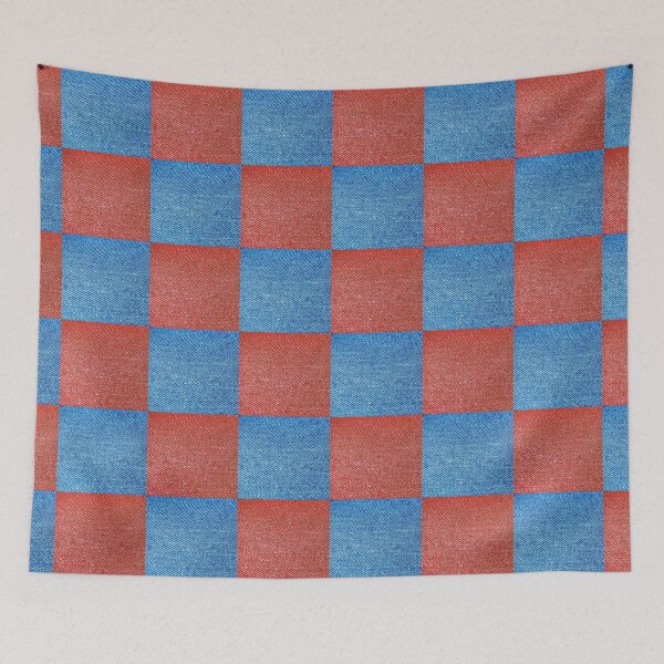 Item preview, Red Blue Denim pattern,  denim quilt blanket, tom keys designed and sold by Nostrathomas66.