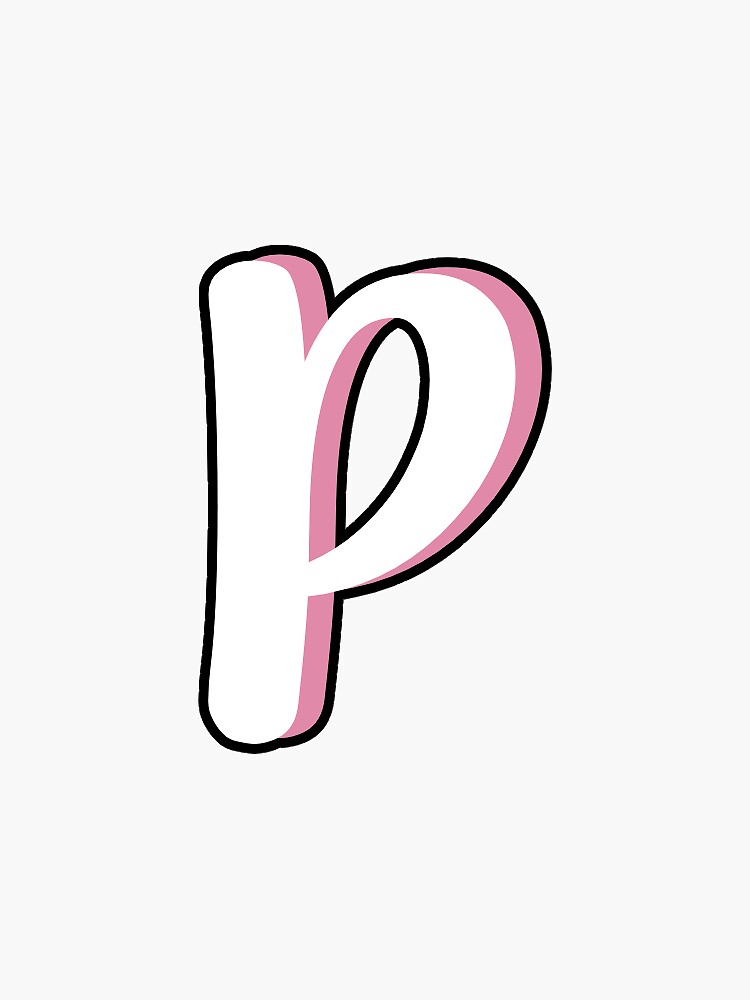 Pink And White Letter P Sticker By Estigoldberg Redbubble 1980