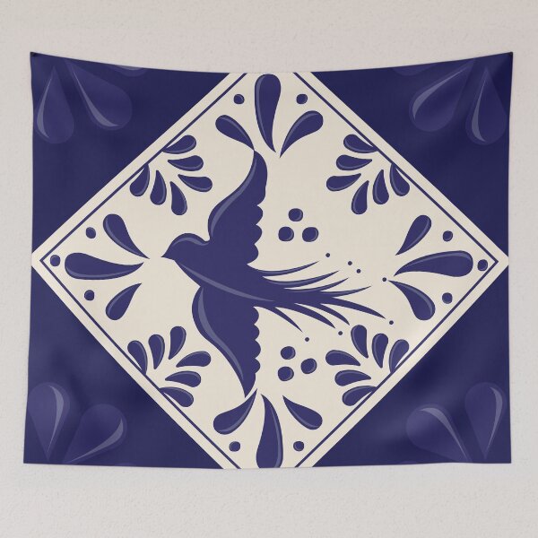 Item preview, Blue Talavera Tile, Flying Dove by Akbaly designed and sold by Akbaly.