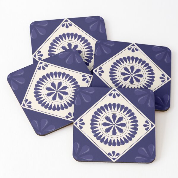 Item preview, Mexican Talavera Blue Floral Tile by Akbaly designed and sold by Akbaly.