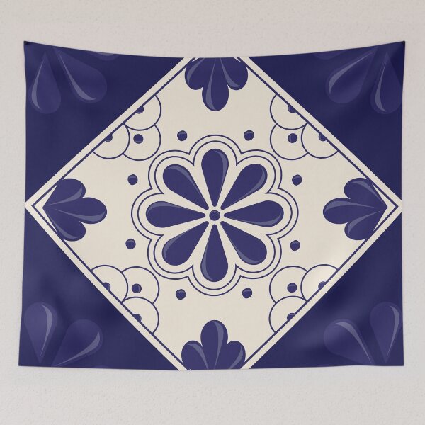 Item preview, Blue Floral Talavera Tile by Akbaly designed and sold by Akbaly.