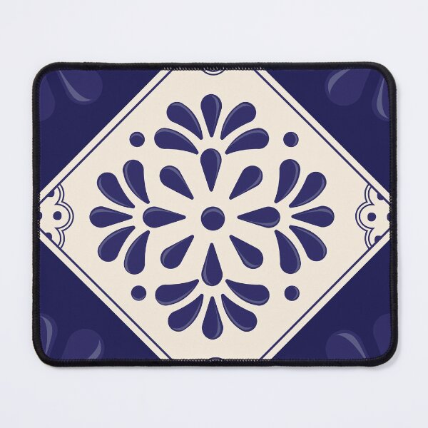 Item preview, Blue Abstract Floral Talavera Tile by Akbaly designed and sold by Akbaly.