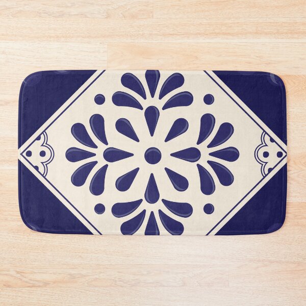 Item preview, Blue Abstract Floral Talavera Tile by Akbaly designed and sold by Akbaly.