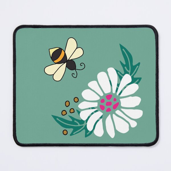 Item preview, Quartz Green, White Daisy and Bumble Bee pattern designed and sold by Stephanie J Lewis.