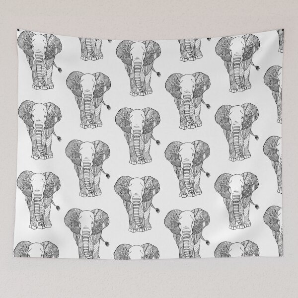Aperçu de l'œuvre Elephant art zentangle créée et vendue par FARFALLADORATA.