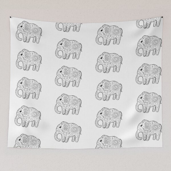 Item preview, Cute elephant zentangle black and white designed and sold by FARFALLADORATA.