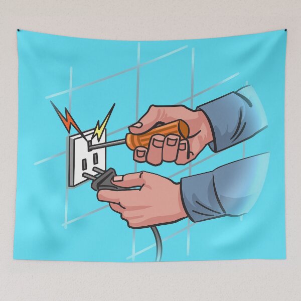 Item preview, Electrician, electrical lineman at work designed and sold by EngineersArt.
