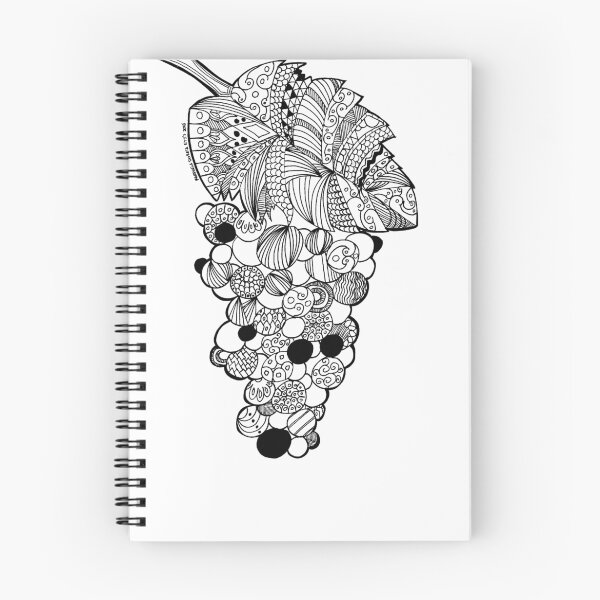 Item preview, Grapes zentangle black and white art draw designed and sold by FARFALLADORATA.