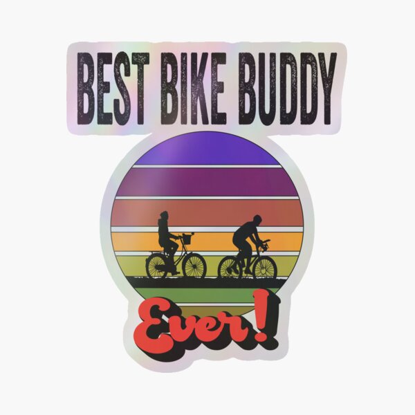 Black and White Logo of Best Bike and Travel Buddy Ever. Holographic Sticker