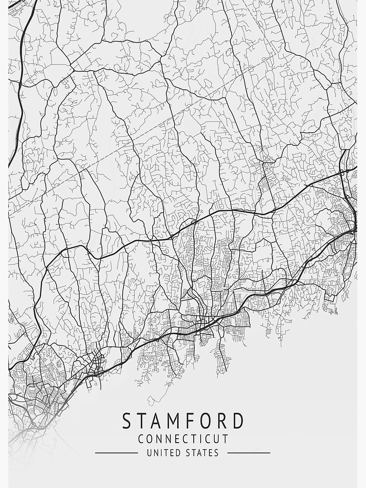 "Stamford Connecticut US Gray City Map" Poster by ctmapprint