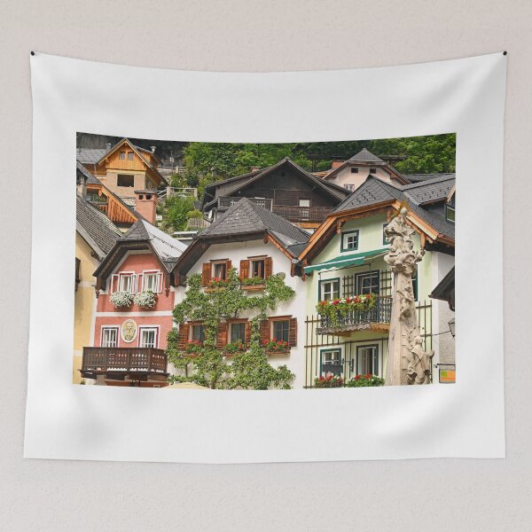 Item preview, Old houses with flowers on the terraces  in Hallstatt village Austria designed and sold by goceris.