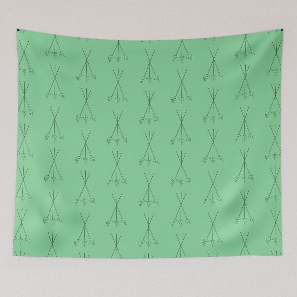 Item preview, Fencing Three Weapons Pattern in Green designed and sold by Kat Iti.