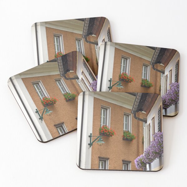 Item preview, Old houses with flowers on the windows in Hallstatt village Austria designed and sold by goceris.