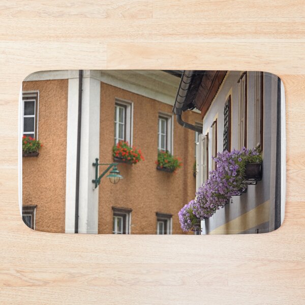 Item preview, Old houses with flowers on the windows in Hallstatt village Austria designed and sold by goceris.