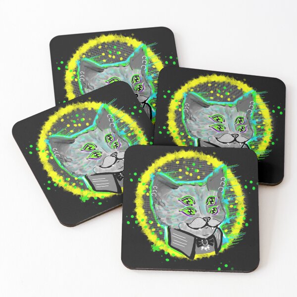 Item preview, Four eyed cat trippy bright designed and sold by DemonicGloom.