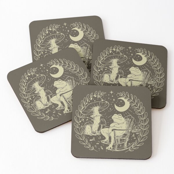 Artikelvorschau, Goblincore Aesthetic Cottagecore Frog Chilling – Khaki – Warten auf Pilzwachstum – Mykologie Pilze Pilze Forager Foraging Pet Mat Bandana Phrog entworfen und verkauft von Any Color Designs.