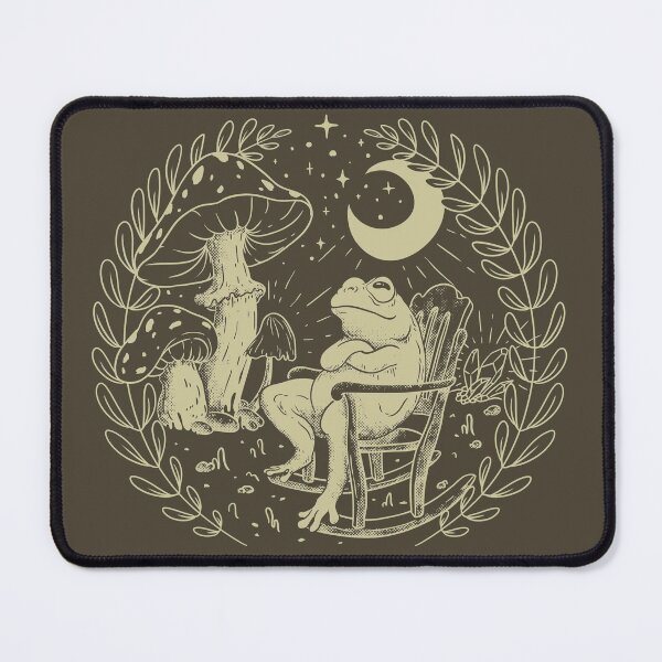 Item preview, Goblincore Aesthetic Cottagecore Frog Chilling - Khaki - waiting for mushrooms to grow - Mycology Fungi Shrooms Forager Foraging Pet Mat Bandana Phrog designed and sold by Any Color Designs.