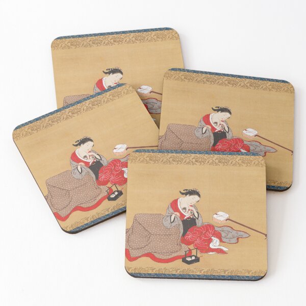 Item preview, Classical Japanese Art: Beauty with a Kitten by Nishikawa Sukenobu designed and sold by Naturalist Prints.