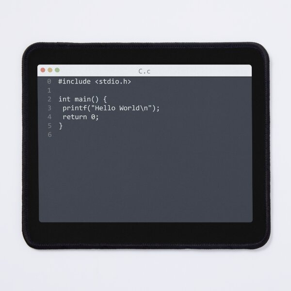 Item preview, . C language Hello World program sample in editor window designed and sold by IuriiVlasenko.
