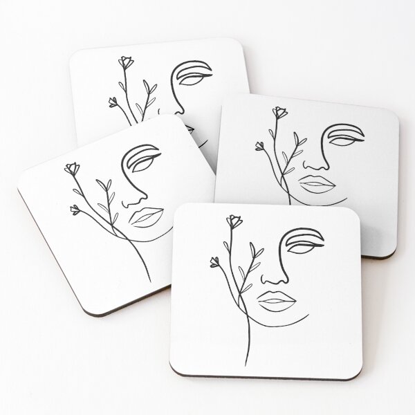 Item preview, Line art woman face with flowers designed and sold by PrintsEntmt.