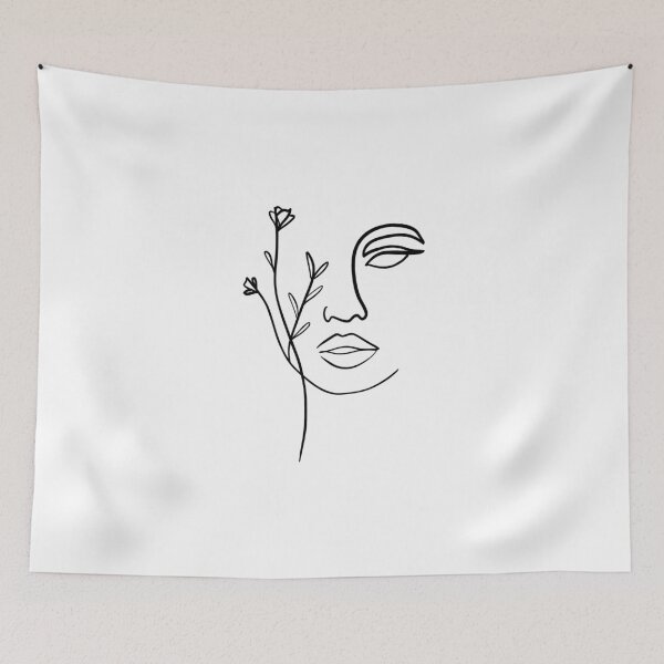 Item preview, Line art woman face with flowers designed and sold by PrintsEntmt.