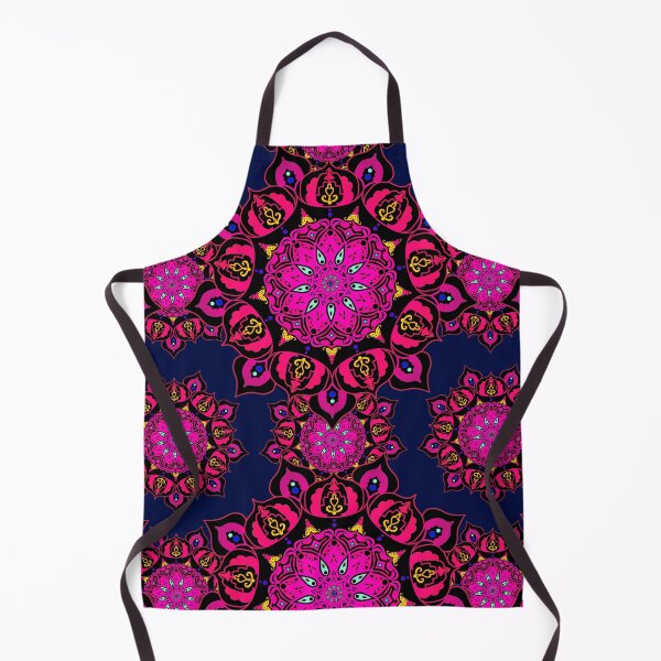 Item preview, Bright Pink Multicolor Mandala Pattern with Navy Blue Background designed and sold by IridescentSea.