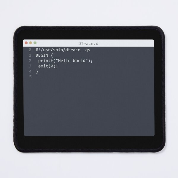 Item preview, . DTrace language Hello World program sample in editor window designed and sold by IuriiVlasenko.