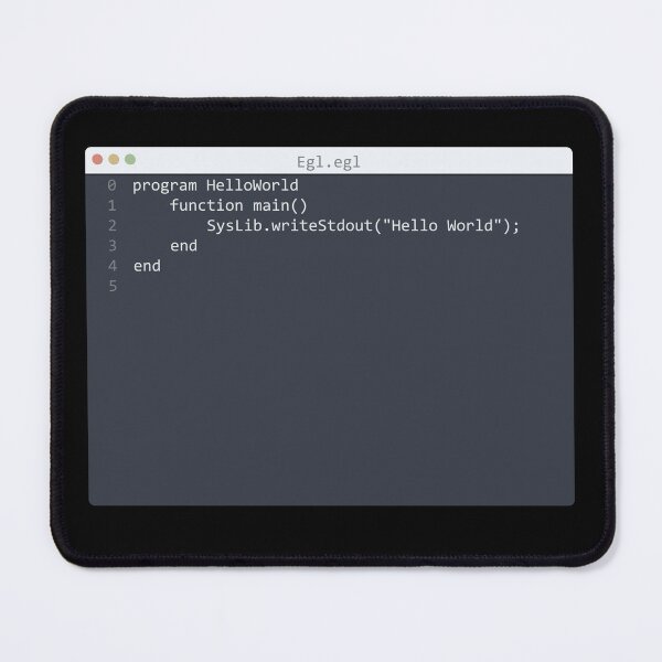 Artikelvorschau, . Egl language Hello World program sample in editor window entworfen und verkauft von IuriiVlasenko.