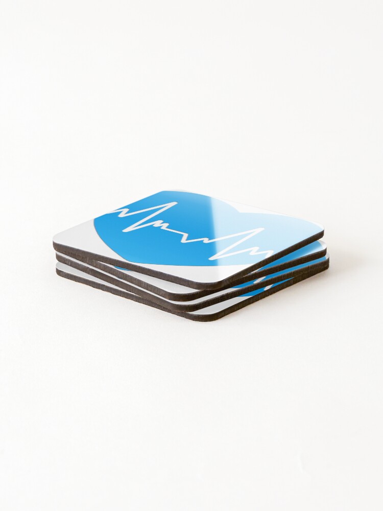 Thumbnail 4 of 5, Coasters (Set of 4), Blue Heart Beat designed and sold by RMSartZ.