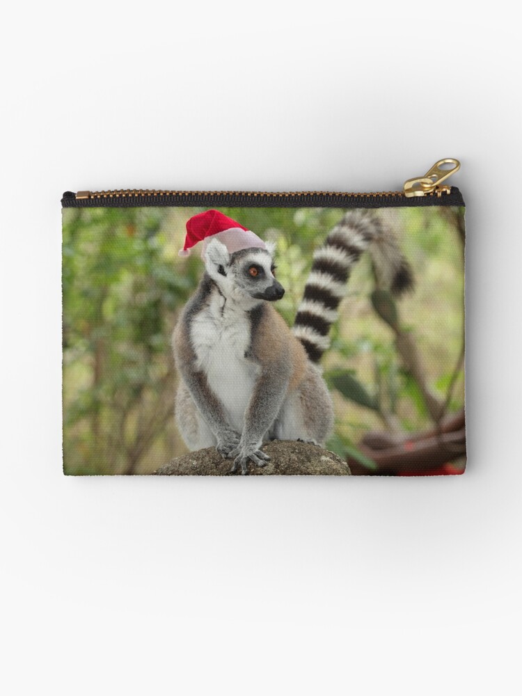 King Julien Catta Lemur At Christmas Zipper Pouch By Kittykat23uk Redbubble