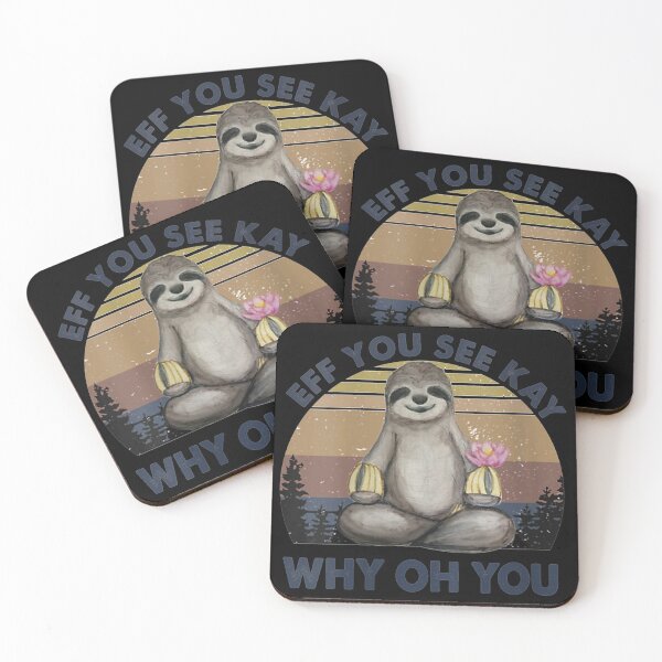 Item preview, Womens Eff You See Kay Why Oh You Funny Vintage Sloth Lover Yoga V-Neck designed and sold by Larslundberg.